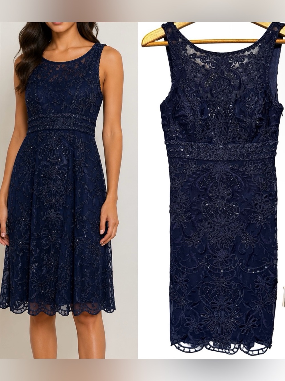 NWT Sue Wong Nocturne Navy Blue Beaded Sheath Dress SZ 4 Bareback Cocktail